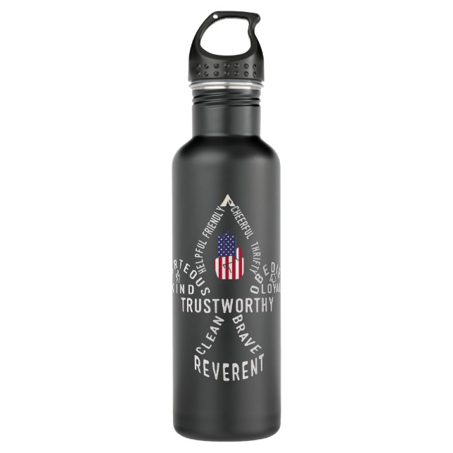 America Flag Scouting law 710 Ml Water Bottle (Front)