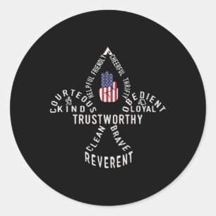 America Flag Scouting Law Classic Round Sticker