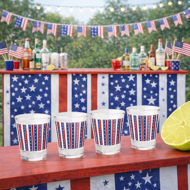 America Flag Shot Glass ("Patriotic party shot glasses")