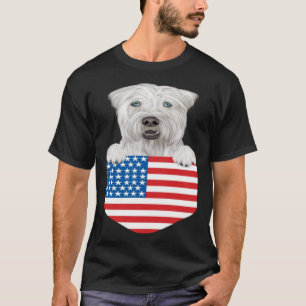America Flag Soft Coated Wheaten Terrier Dog In Po T-Shirt