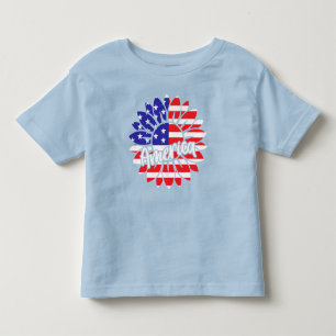 America Flag Sunflower Design  Toddler T-Shirt