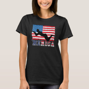 America Flag Swimming Usa Swim Pattern Design Brea T-Shirt