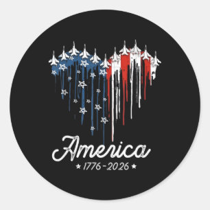 America Flag Us Heart 1776 2026 4th Of July 250th Classic Round Sticker