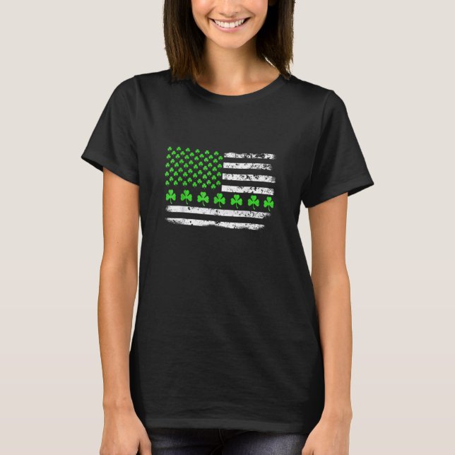 America Flag Us Shamrock C St Patricks Day Patriot T-Shirt (Front)
