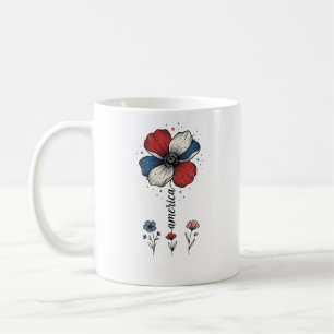 America Floral Patriotic Vintage Vector Design_1 Coffee Mug