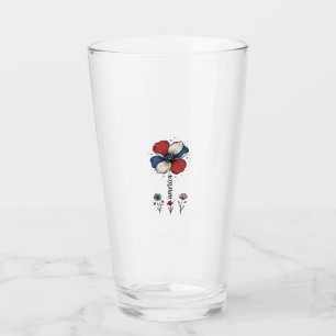 America Floral Patriotic Vintage Vector Design_1 Glass
