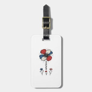 America Floral Patriotic Vintage Vector Design_1 Luggage Tag
