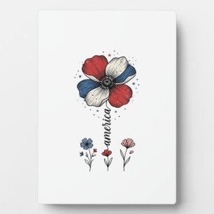 America Floral Patriotic Vintage Vector Design_1 Plaque