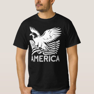 America, Flying Eagle with USA Flag T-Shirt