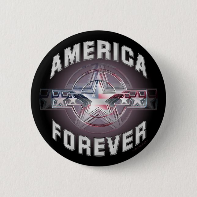 America Forever 6 Cm Round Badge (Front)