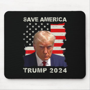 America Free Trump Mug Shot 2024 American Flag Mouse Pad