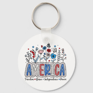 America Freedom Brave independence Power 4th July Key Ring