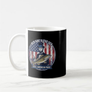America Funny 4th Of July Abe Lincoln Fishing  Coffee Mug