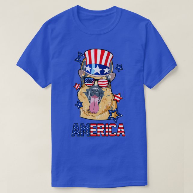 America German Shepherd  Dog Owner 4th of July  T-Shirt (Design Front)