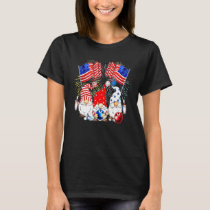 America Gnomes Bowling Fireworks American Flag 4th T-Shirt