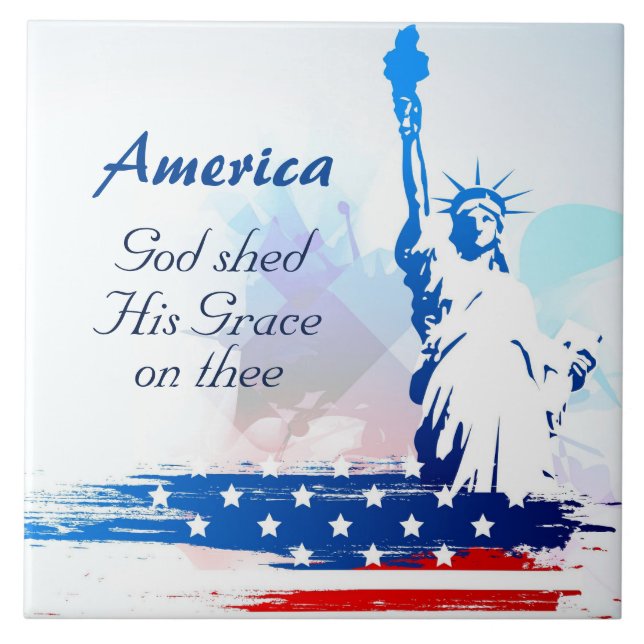 America God Shed His Grace on Thee Ceramic Tile (Front)