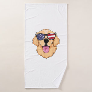 America Golden Retriever 4th of July for Men Boys Bath Towel