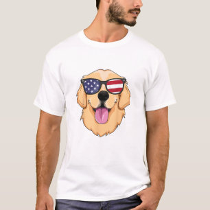 America Golden Retriever 4th of July for Men Boys T-Shirt