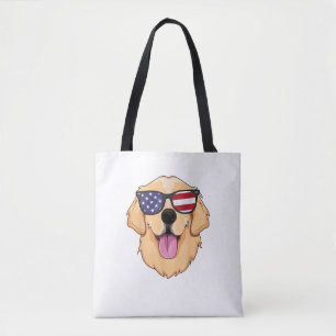 America Golden Retriever 4th of July for Men Boys Tote Bag
