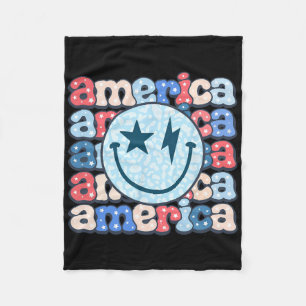 America Groovy Smile Shirt For Women 4th Of July P Fleece Blanket