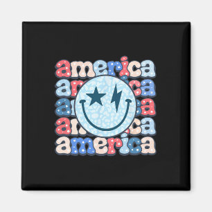 America Groovy Smile Shirt For Women 4th Of July P Magnet