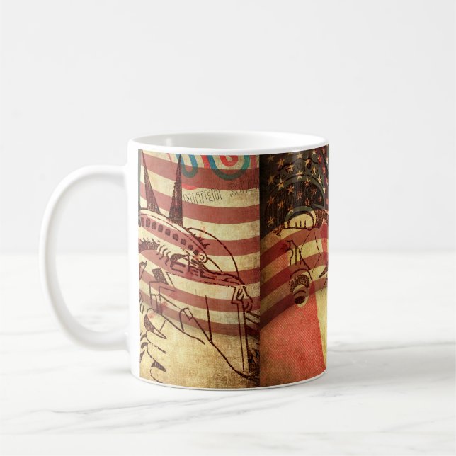 America, grunge background coffee mug (Left)