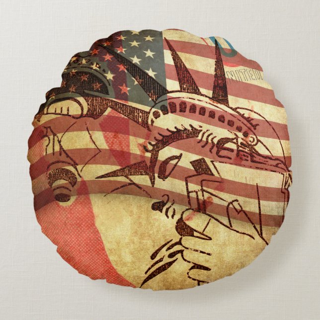 America, grunge background round cushion (Front)