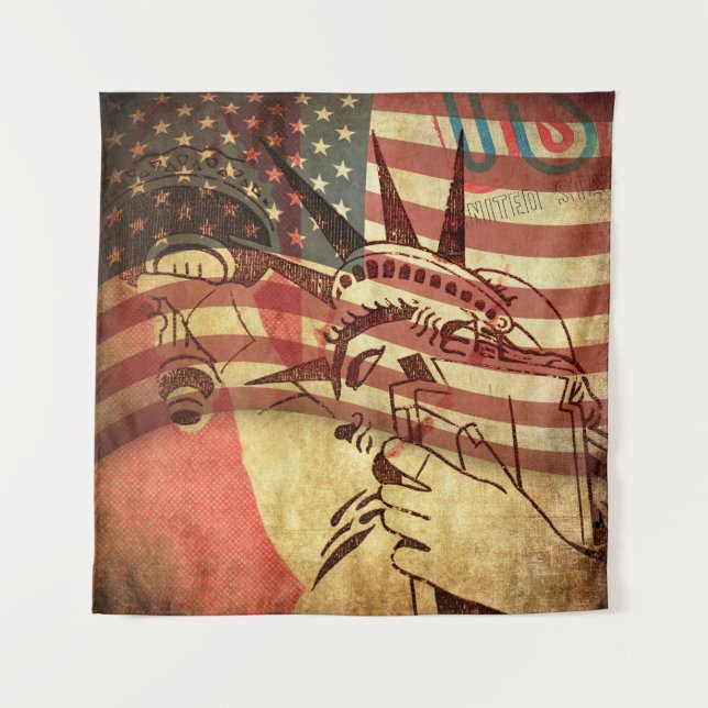 America, grunge background tapestry (Front)