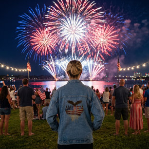 America grunge flag and eagle denim jacket