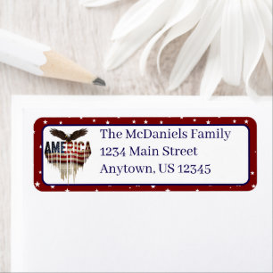 America grunge flag and eagle return address label