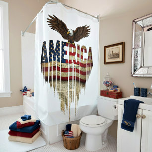 America grunge flag and eagle shower curtain