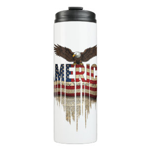 America grunge flag and eagle thermal tumbler