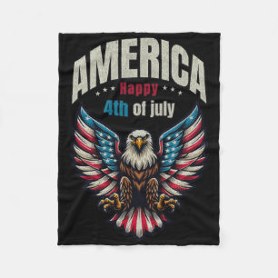 America Happy 4th Of July - Patriotic Eagle Men Fleece Blanket
