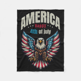 America Happy 4th Of July - Patriotic Eagle Men Fleece Blanket