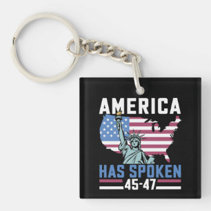 America Has Spoken 45 47 Trump President Vintage Key Ring