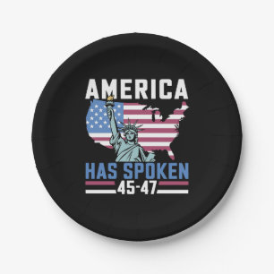 America Has Spoken 45 47 Trump President Vintage Paper Plate