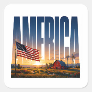 America Heartland Golden Horizon Square Sticker