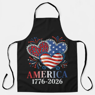 America Hearts 1776-2026 Patriotic Apron