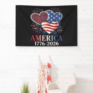 America Hearts 1776-2026 Patriotic Banner