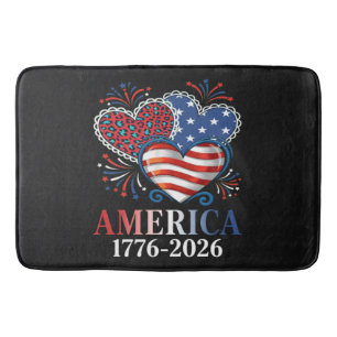 America Hearts 1776-2026 Patriotic Bath Mat