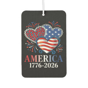America Hearts 1776-2026 Patriotic Car Air Freshener