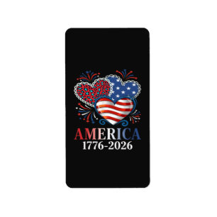 America Hearts 1776-2026 Patriotic Label