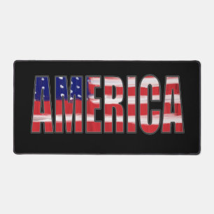 AMERICA In Flag Text Desk Mat