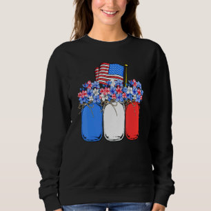 America Independence Day Flag Flower Mason Jars Sweatshirt