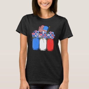 America Independence Day Flag Flower Mason Jars T-Shirt