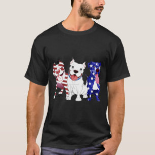 America Independence Day Three Pitbull -New T-Shirt