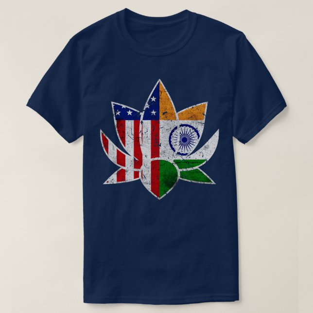 America Indian Lotus Yoga India T-Shirt (Design Front)
