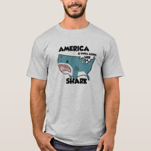 America is a Shark T-Shirt, Grey T-Shirt