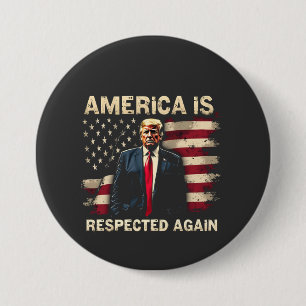 America is Respected Again Trump USA 4Th Of July 7.5 Cm Round Badge