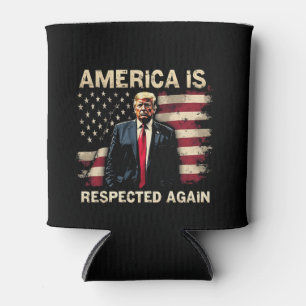 America is Respected Again Trump USA 4Th Of July Can Cooler